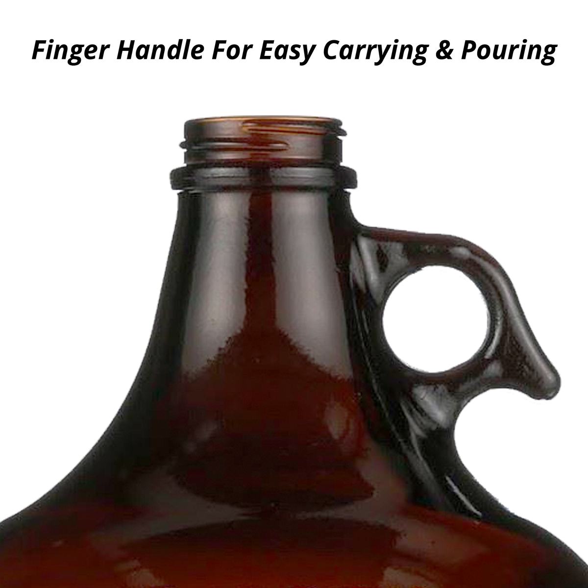 1 Gallon 128 Oz Amber Glass Jug Growler With 38mm Black Polyseal Lid C Store Packaging